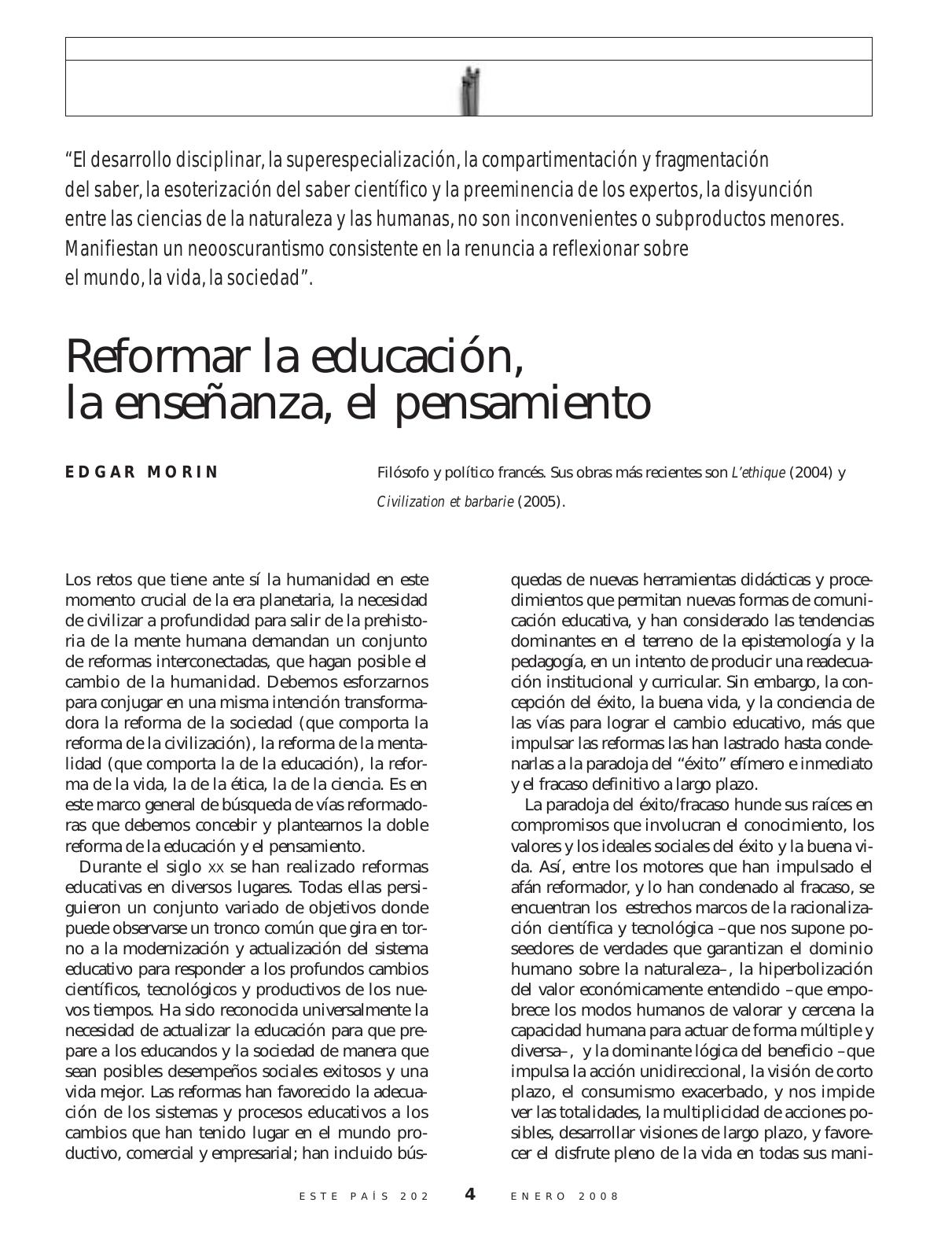 Reformar la educacion, la enseñanza, el pensamiento